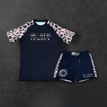 Jiu Jitsu Cowboy Rash Guard T-Shirt & Training Shorts Combo